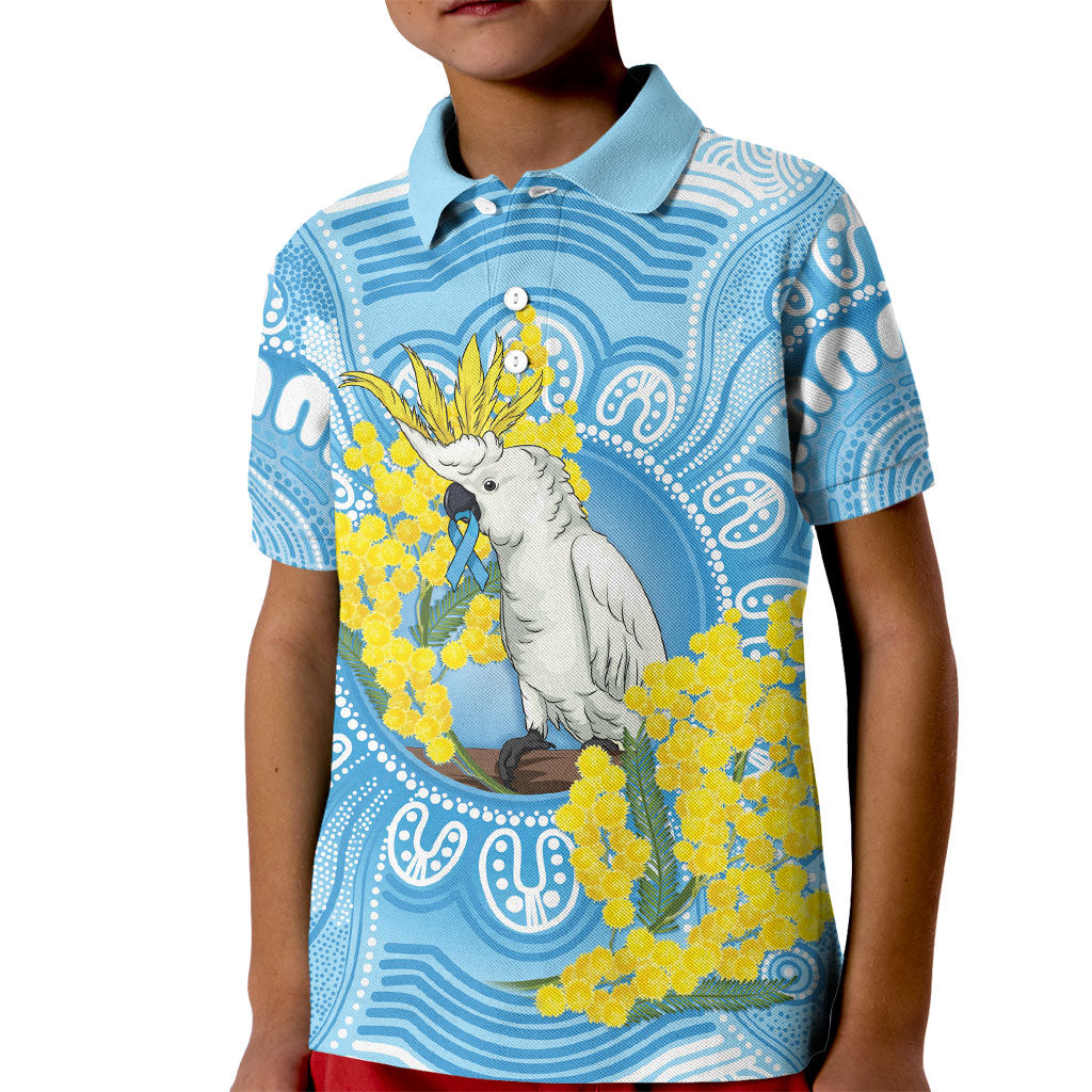 World Diabetes Day Australia Kid Polo Shirt Yellow-crested Cockatoo Golden Wattle Aboriginal