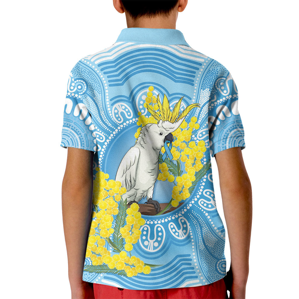 World Diabetes Day Australia Kid Polo Shirt Yellow-crested Cockatoo Golden Wattle Aboriginal