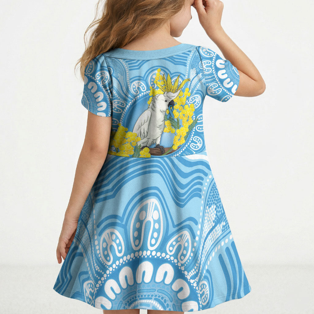 World Diabetes Day Australia Kid Short Sleeve Dress Yellow-crested Cockatoo Golden Wattle Aboriginal