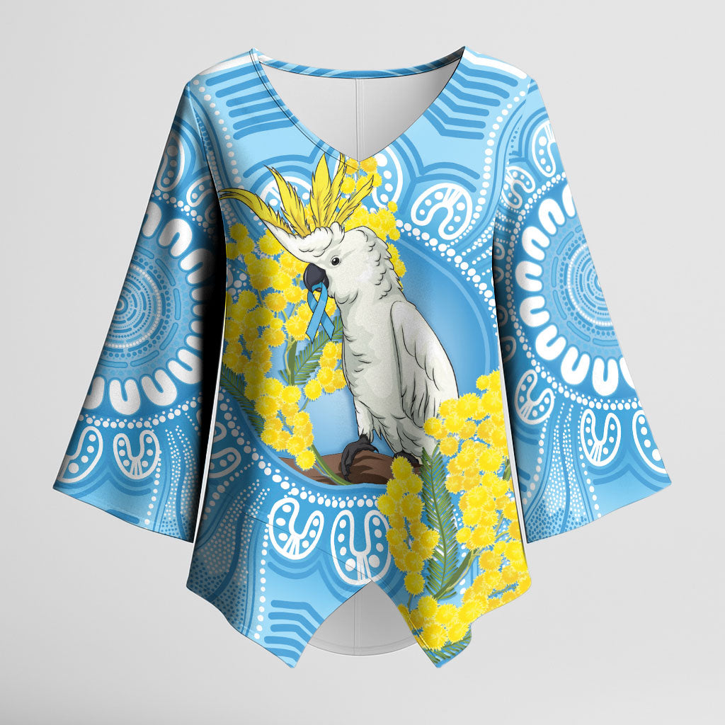 World Diabetes Day Australia Kimono Sleeve Blouse Yellow-crested Cockatoo Golden Wattle Aboriginal