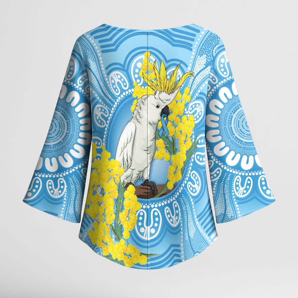 World Diabetes Day Australia Kimono Sleeve Blouse Yellow-crested Cockatoo Golden Wattle Aboriginal