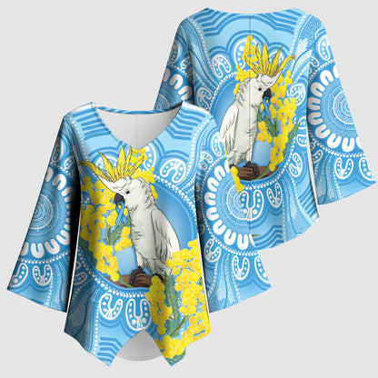 World Diabetes Day Australia Kimono Sleeve Blouse Yellow-crested Cockatoo Golden Wattle Aboriginal