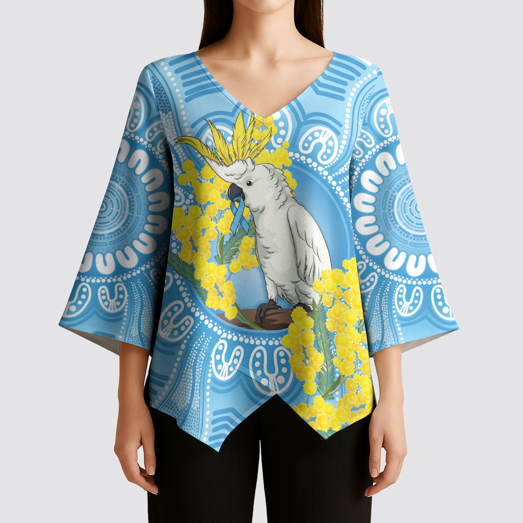 World Diabetes Day Australia Kimono Sleeve Blouse Yellow-crested Cockatoo Golden Wattle Aboriginal