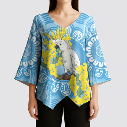 World Diabetes Day Australia Kimono Sleeve Blouse Yellow-crested Cockatoo Golden Wattle Aboriginal