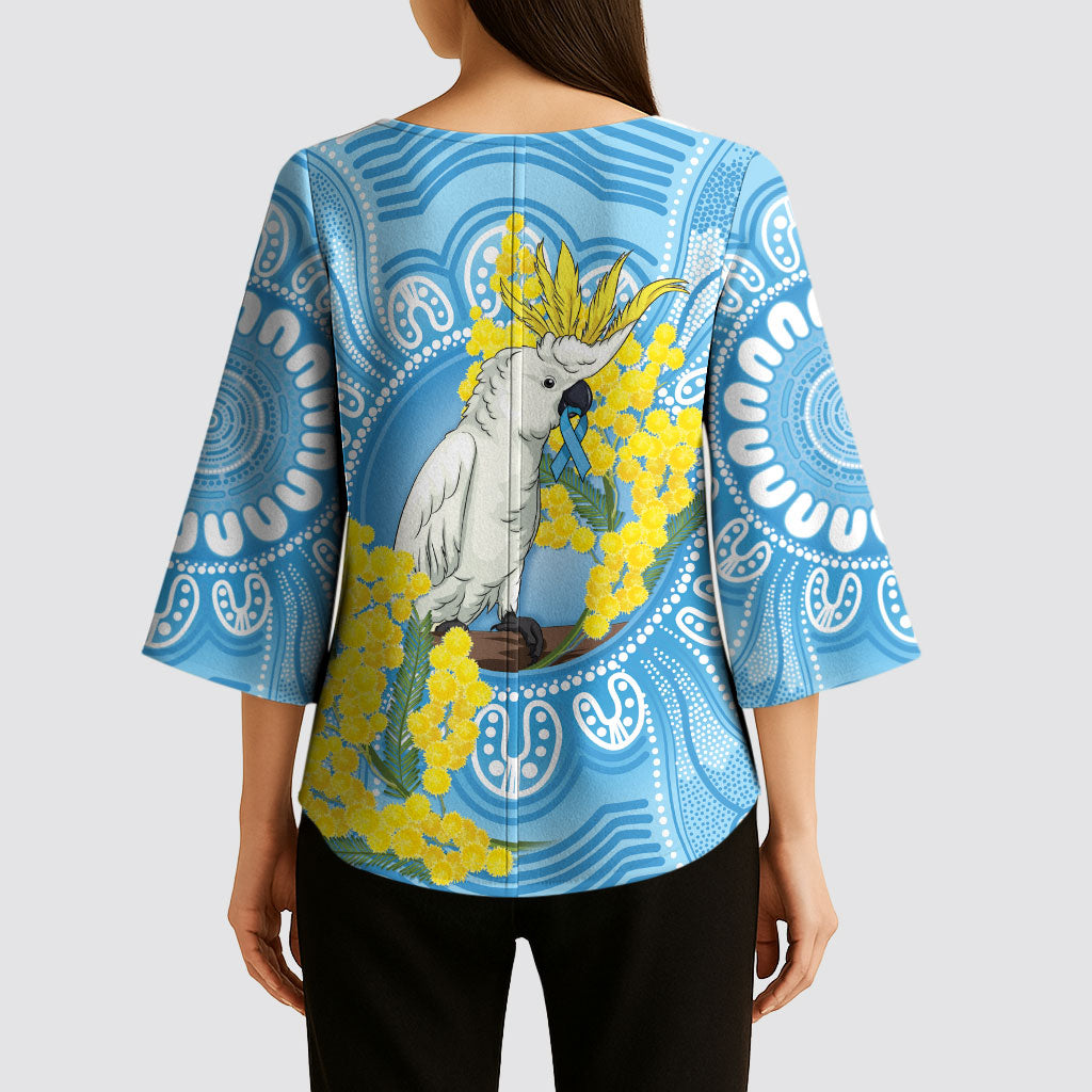 World Diabetes Day Australia Kimono Sleeve Blouse Yellow-crested Cockatoo Golden Wattle Aboriginal