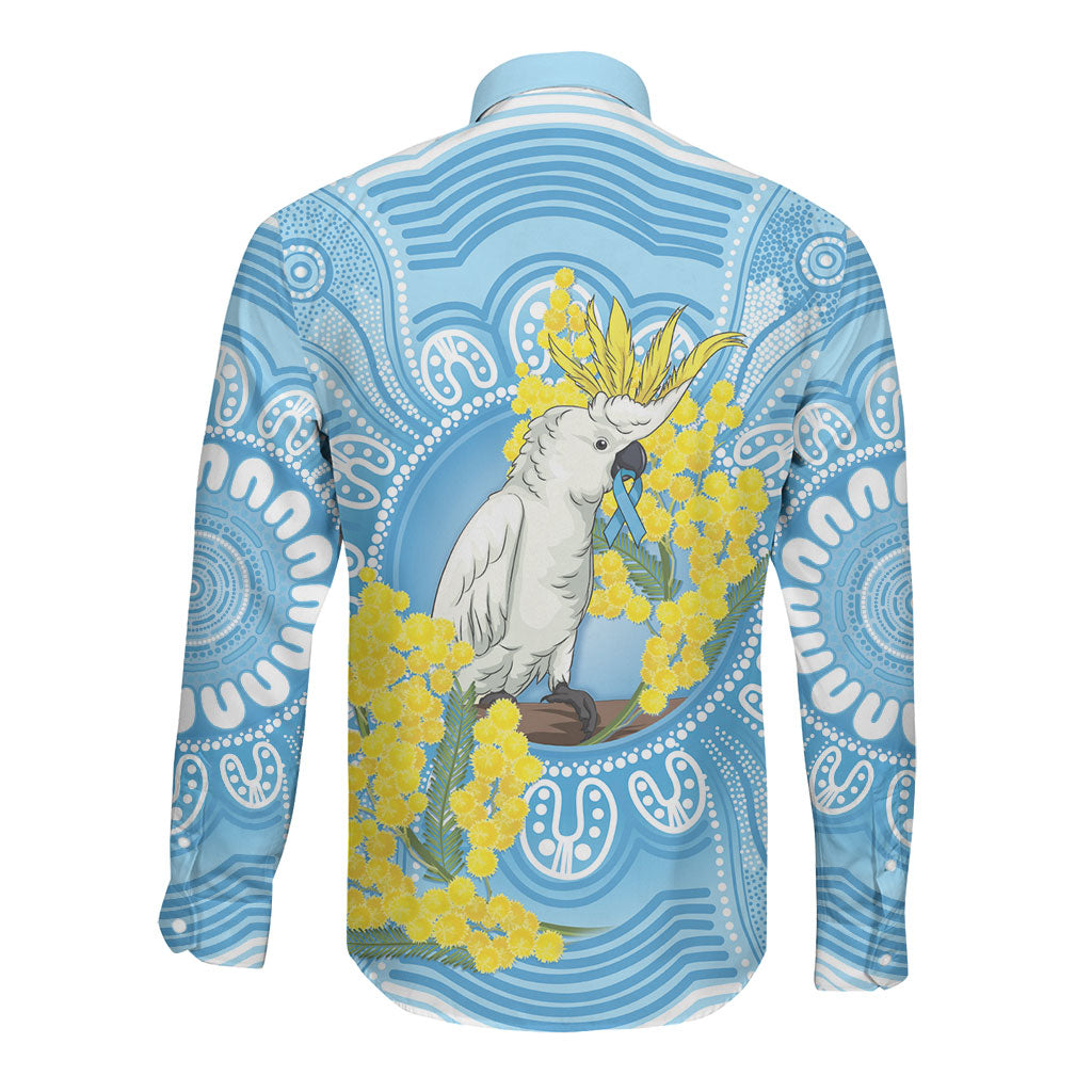World Diabetes Day Australia Long Sleeve Button Shirt Yellow-crested Cockatoo Golden Wattle Aboriginal