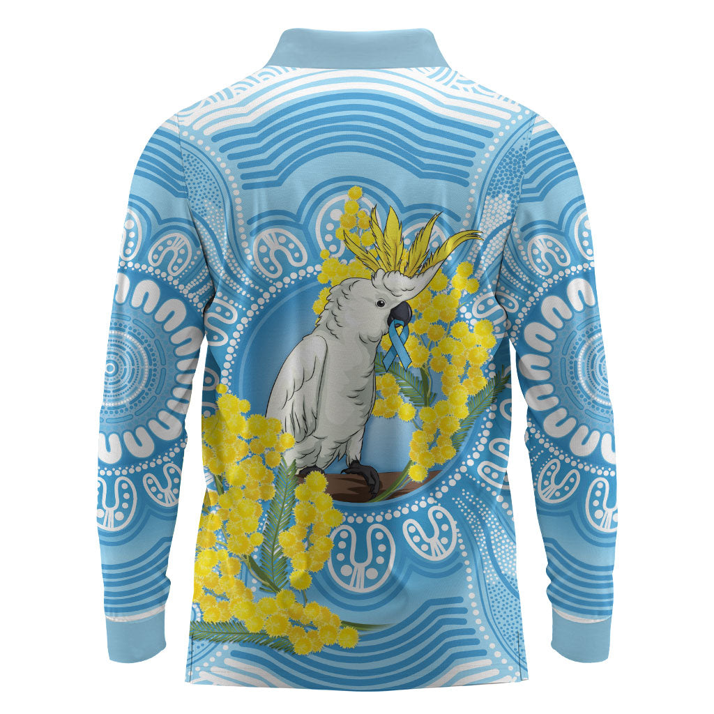 World Diabetes Day Australia Long Sleeve Polo Shirt Yellow-crested Cockatoo Golden Wattle Aboriginal