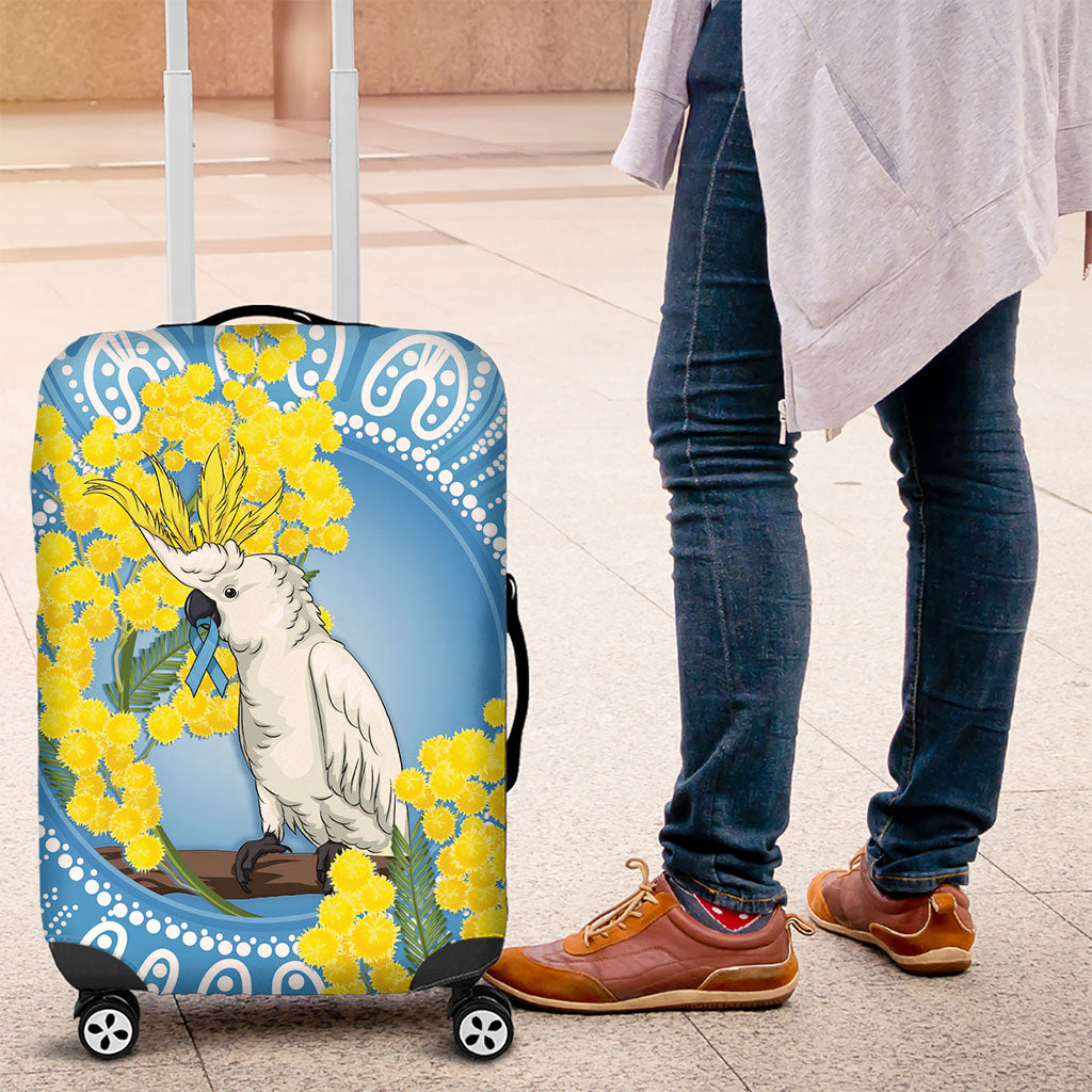 World Diabetes Day Australia Luggage Cover Yellow-crested Cockatoo Golden Wattle Aboriginal
