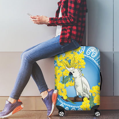 World Diabetes Day Australia Luggage Cover Yellow-crested Cockatoo Golden Wattle Aboriginal
