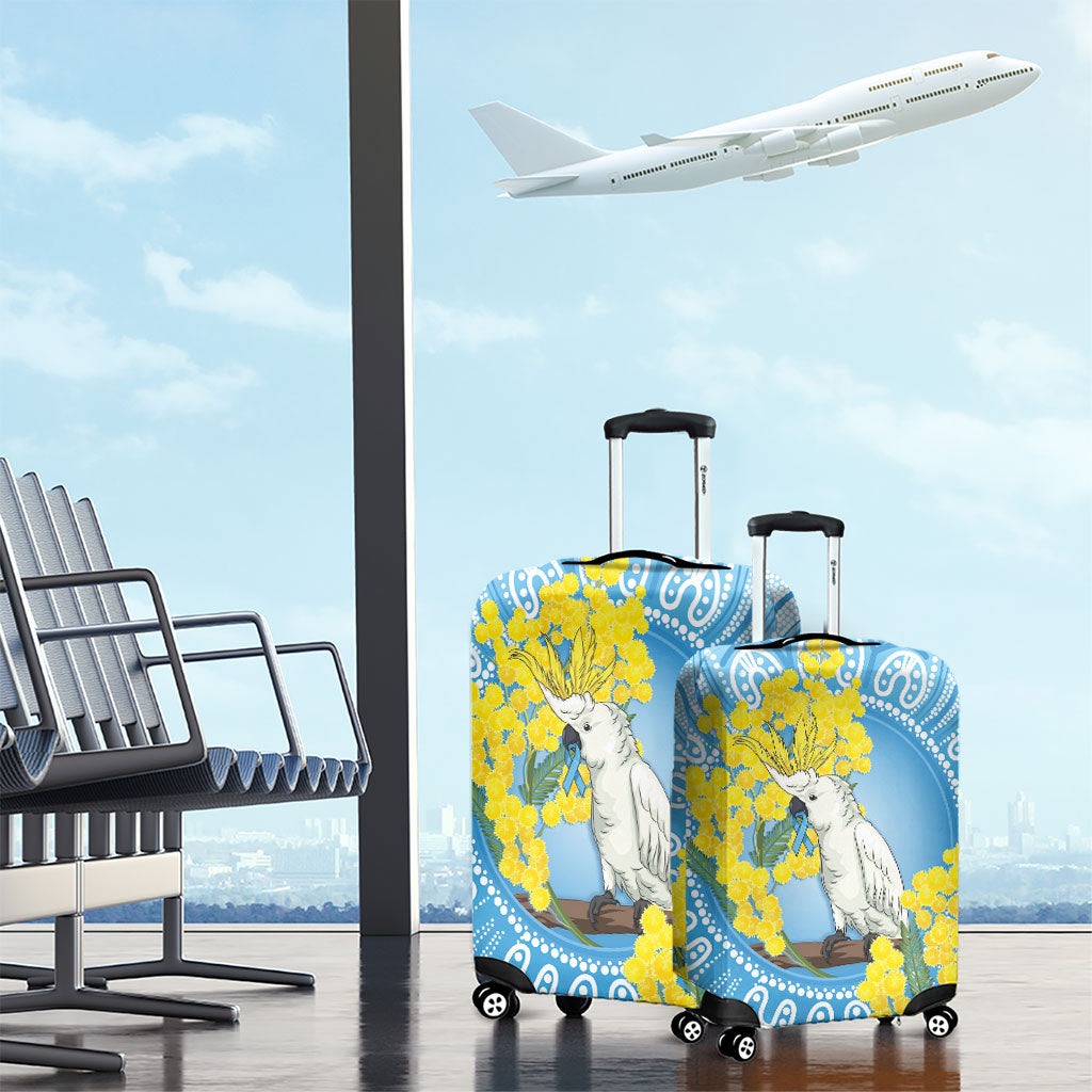 World Diabetes Day Australia Luggage Cover Yellow-crested Cockatoo Golden Wattle Aboriginal
