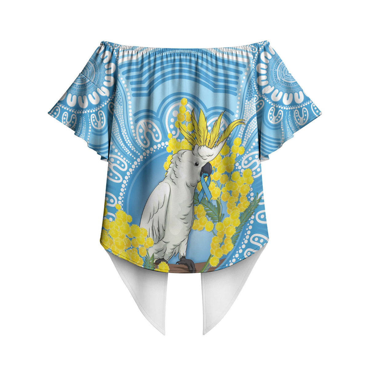 World Diabetes Day Australia Off Shoulder Wrap Waist Top Yellow-crested Cockatoo Golden Wattle Aboriginal
