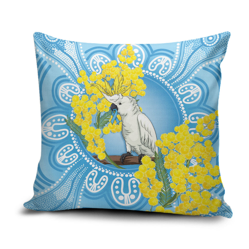 World Diabetes Day Australia Pillow Cover Yellow-crested Cockatoo Golden Wattle Aboriginal