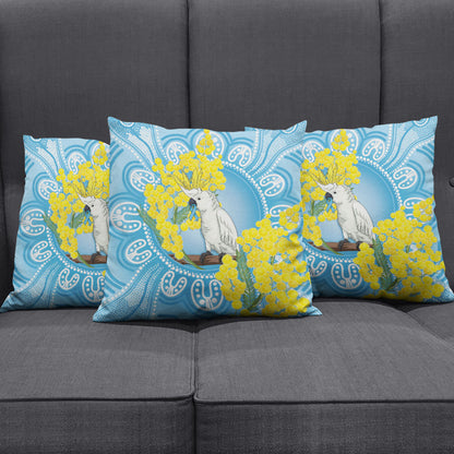 World Diabetes Day Australia Pillow Cover Yellow-crested Cockatoo Golden Wattle Aboriginal