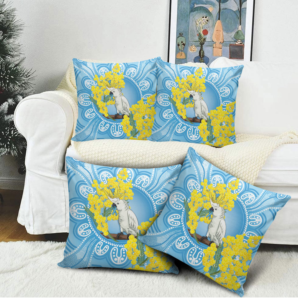 World Diabetes Day Australia Pillow Cover Yellow-crested Cockatoo Golden Wattle Aboriginal