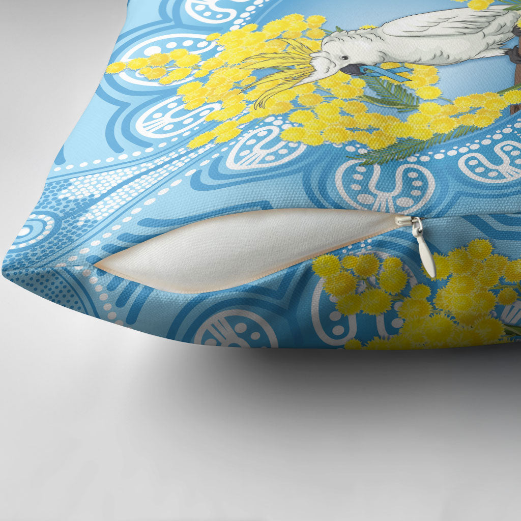 World Diabetes Day Australia Pillow Cover Yellow-crested Cockatoo Golden Wattle Aboriginal
