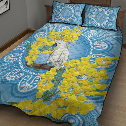 World Diabetes Day Australia Quilt Bed Set Yellow-crested Cockatoo Golden Wattle Aboriginal