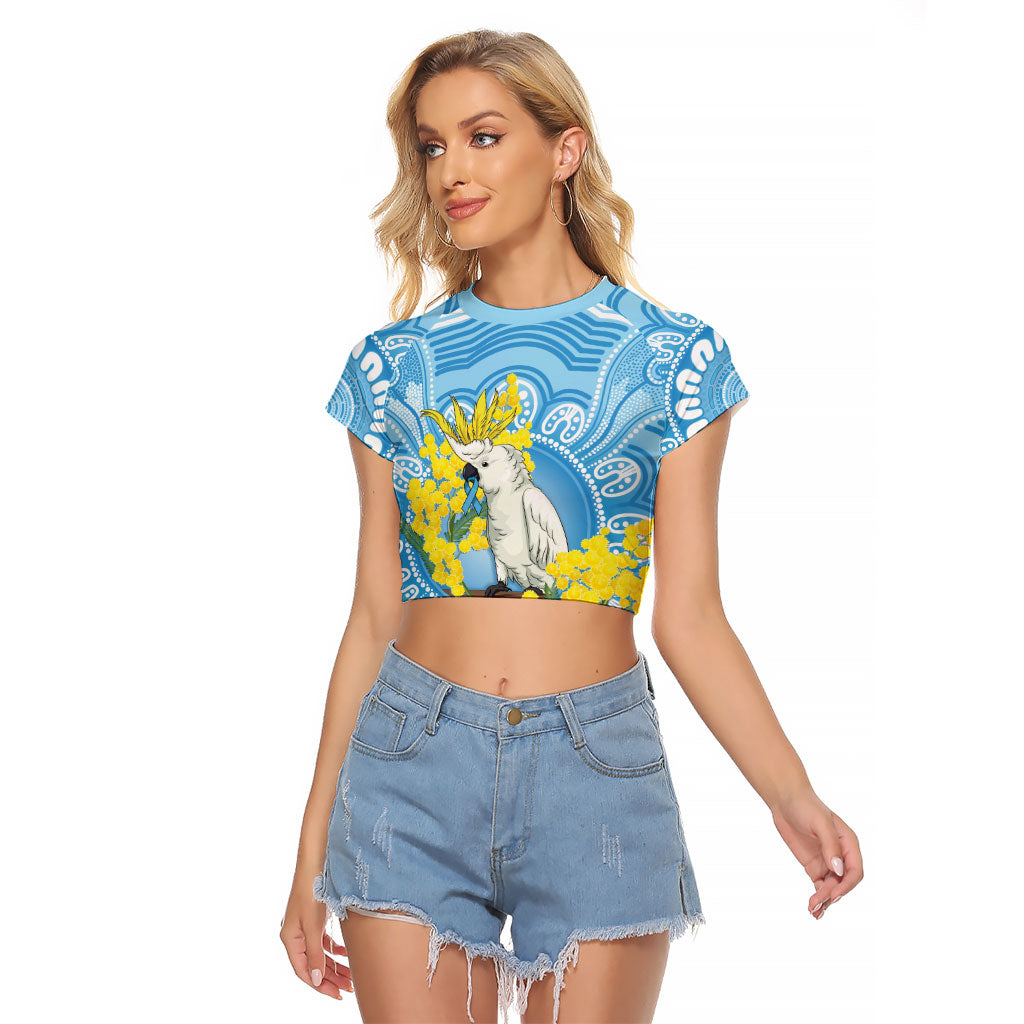 World Diabetes Day Australia Raglan Cropped T Shirt Yellow-crested Cockatoo Golden Wattle Aboriginal