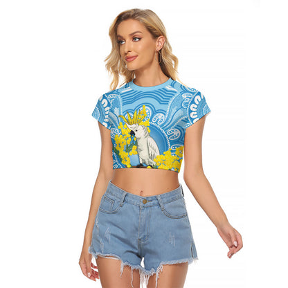 World Diabetes Day Australia Raglan Cropped T Shirt Yellow-crested Cockatoo Golden Wattle Aboriginal