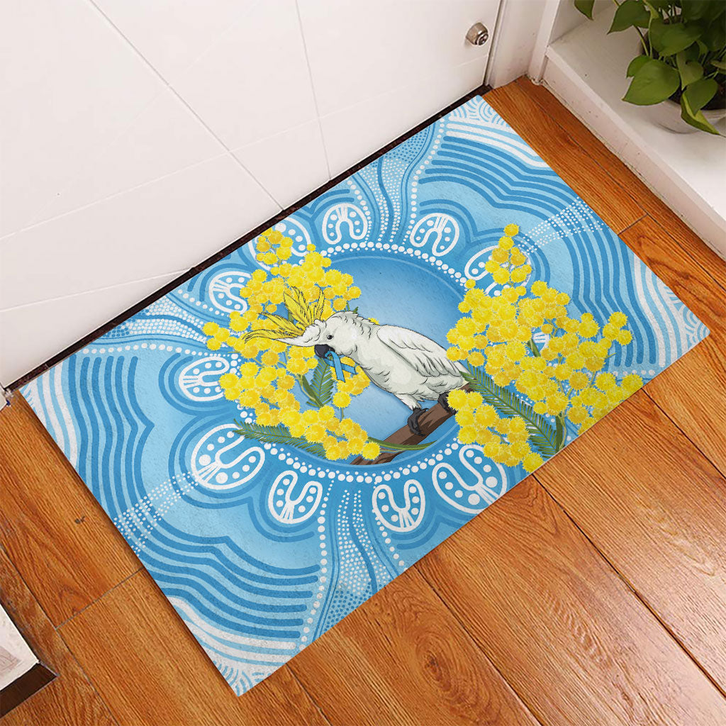 World Diabetes Day Australia Rubber Doormat Yellow-crested Cockatoo Golden Wattle Aboriginal
