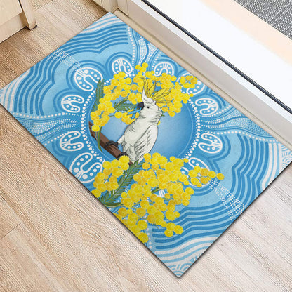 World Diabetes Day Australia Rubber Doormat Yellow-crested Cockatoo Golden Wattle Aboriginal
