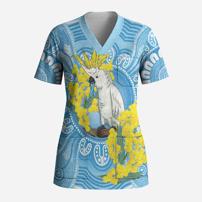 World Diabetes Day Australia Scrub Top Yellow-crested Cockatoo Golden Wattle Aboriginal