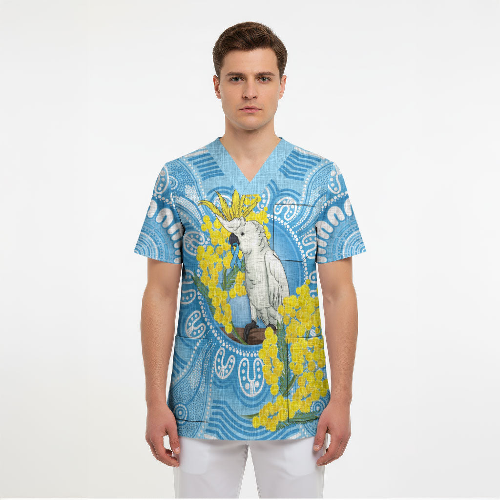World Diabetes Day Australia Scrub Top Yellow-crested Cockatoo Golden Wattle Aboriginal