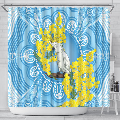 World Diabetes Day Australia Shower Curtain Yellow-crested Cockatoo Golden Wattle Aboriginal