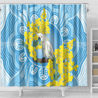 World Diabetes Day Australia Shower Curtain Yellow-crested Cockatoo Golden Wattle Aboriginal