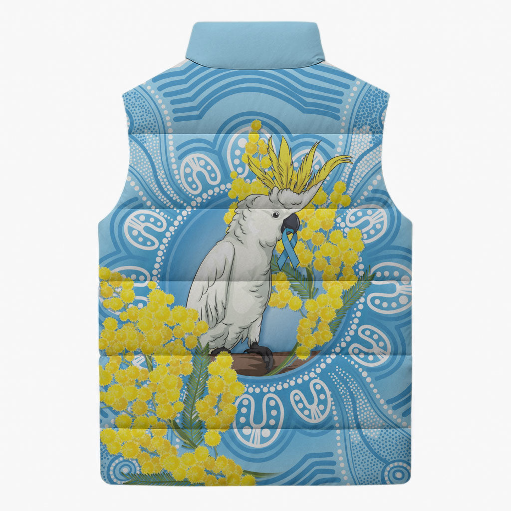 World Diabetes Day Australia Sleeveless Puffer Jacket Yellow-crested Cockatoo Golden Wattle Aboriginal