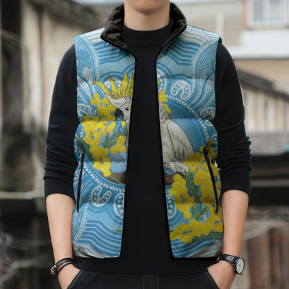 World Diabetes Day Australia Sleeveless Puffer Jacket Yellow-crested Cockatoo Golden Wattle Aboriginal