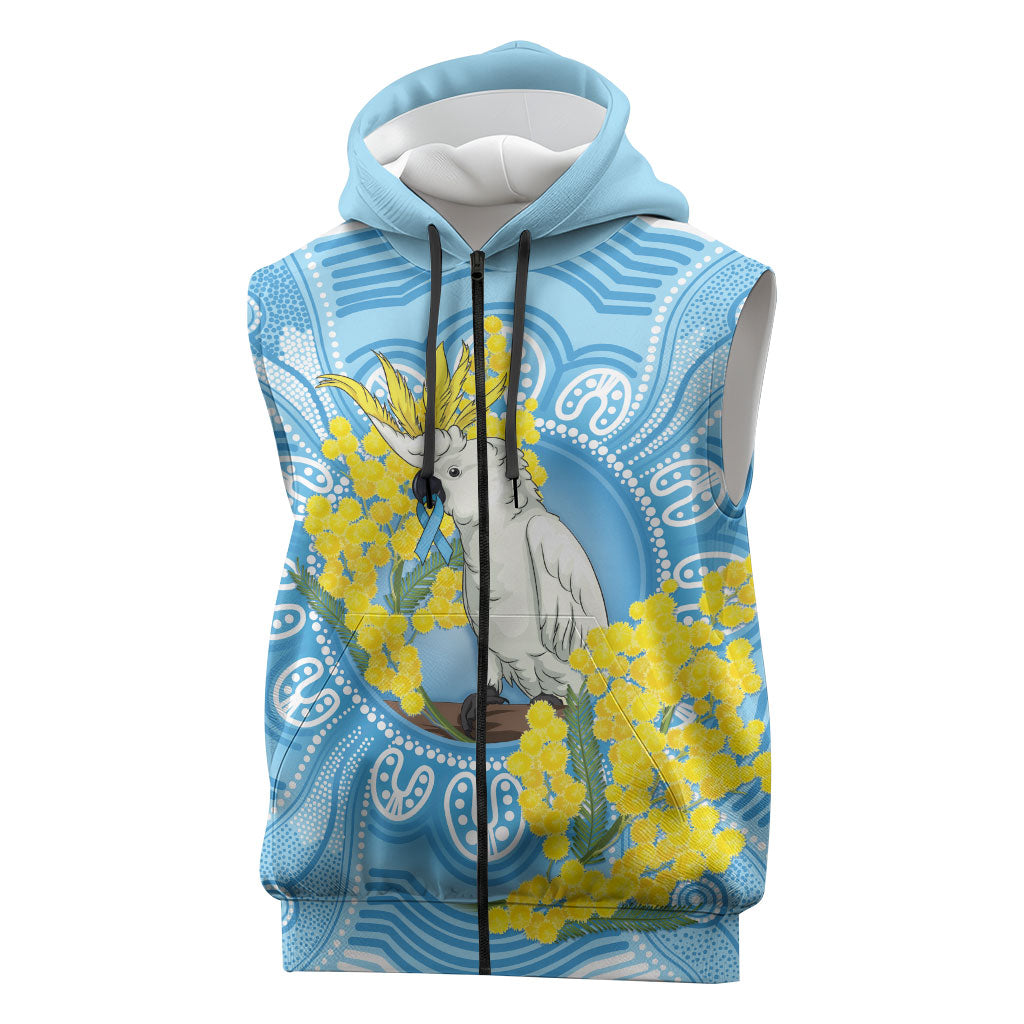 World Diabetes Day Australia Sleeveless Zip Hoodie Yellow-crested Cockatoo Golden Wattle Aboriginal