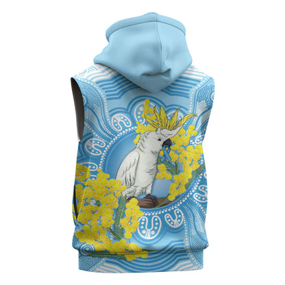 World Diabetes Day Australia Sleeveless Zip Hoodie Yellow-crested Cockatoo Golden Wattle Aboriginal