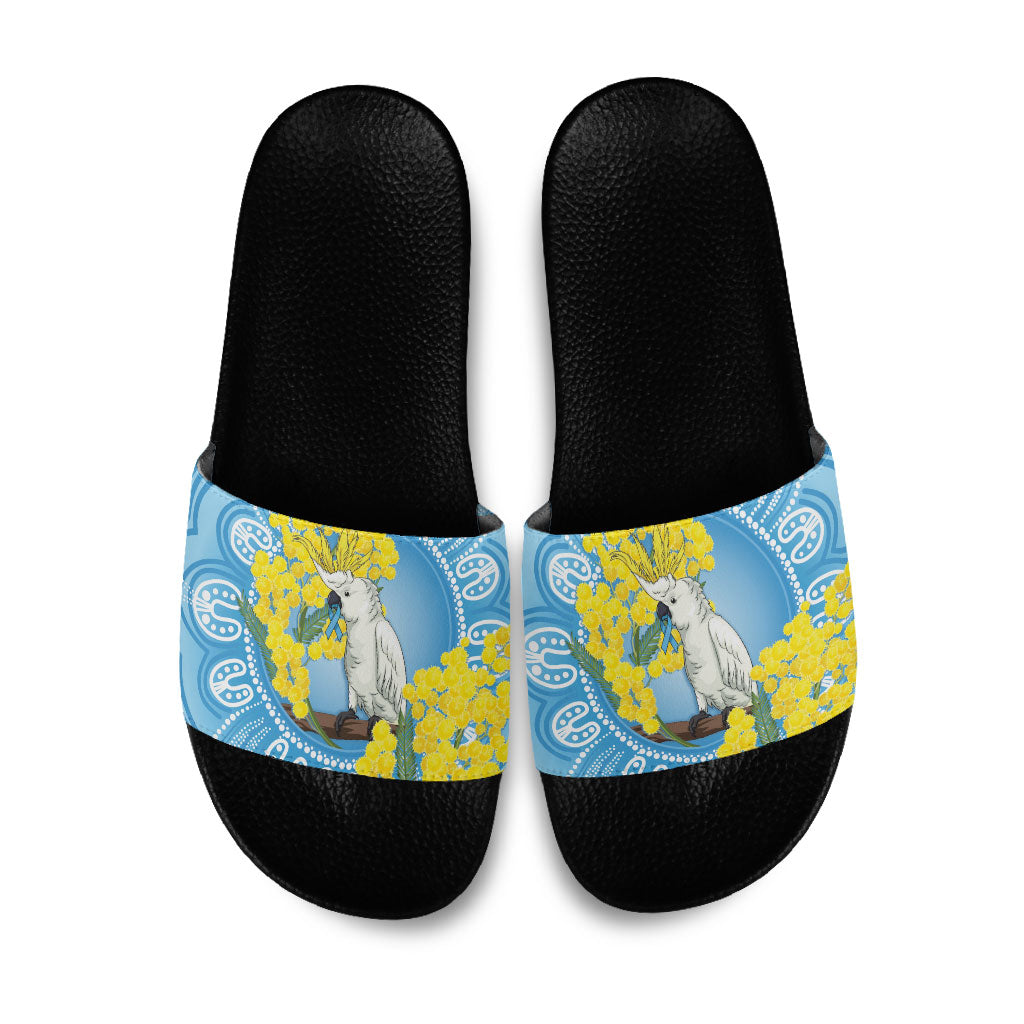 World Diabetes Day Australia Slide Sandals Yellow-crested Cockatoo Golden Wattle Aboriginal