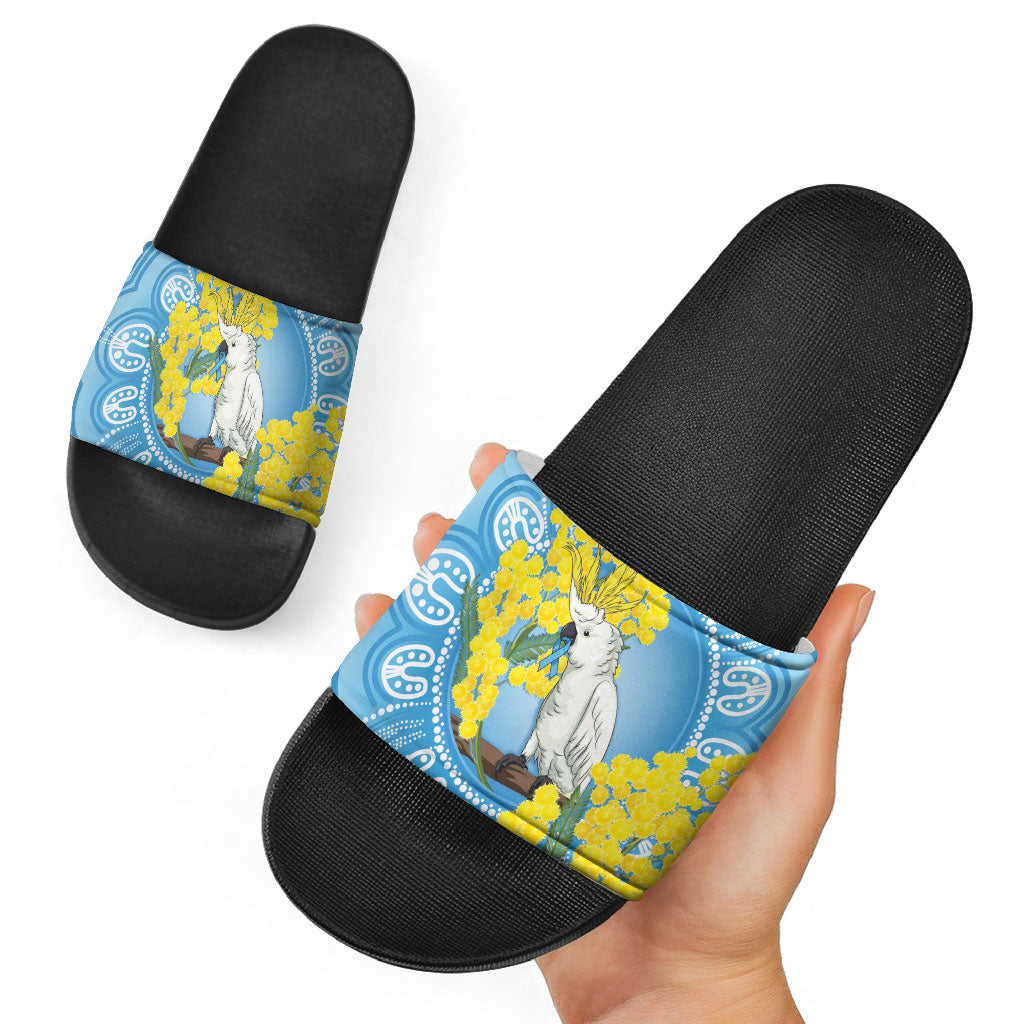 World Diabetes Day Australia Slide Sandals Yellow-crested Cockatoo Golden Wattle Aboriginal