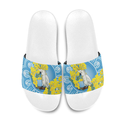 World Diabetes Day Australia Slide Sandals Yellow-crested Cockatoo Golden Wattle Aboriginal