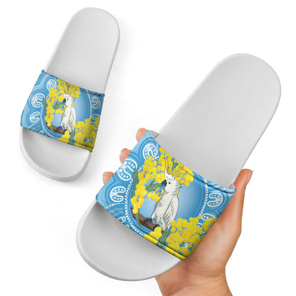 World Diabetes Day Australia Slide Sandals Yellow-crested Cockatoo Golden Wattle Aboriginal