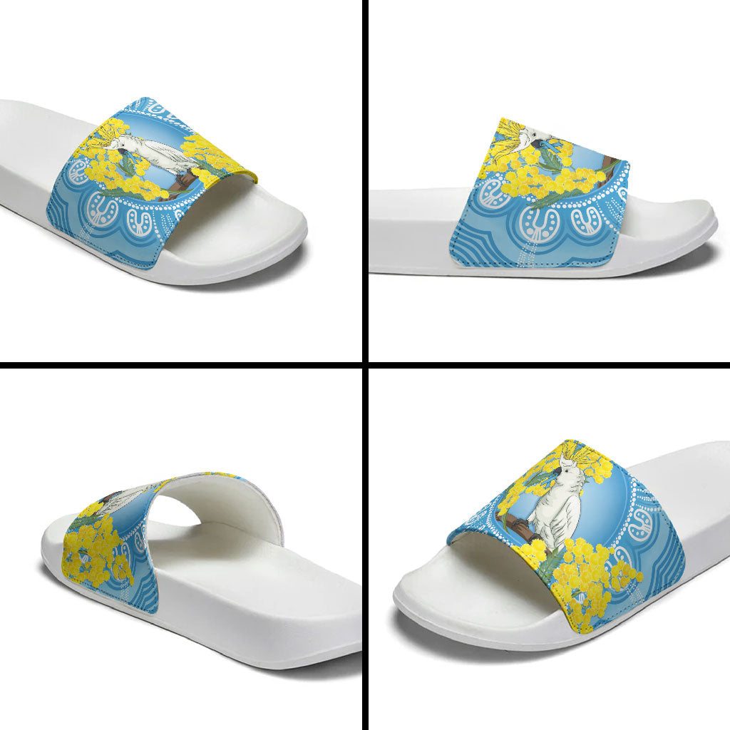 World Diabetes Day Australia Slide Sandals Yellow-crested Cockatoo Golden Wattle Aboriginal