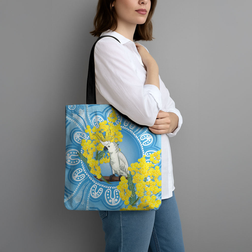 World Diabetes Day Australia Tote Bag Yellow-crested Cockatoo Golden Wattle Aboriginal