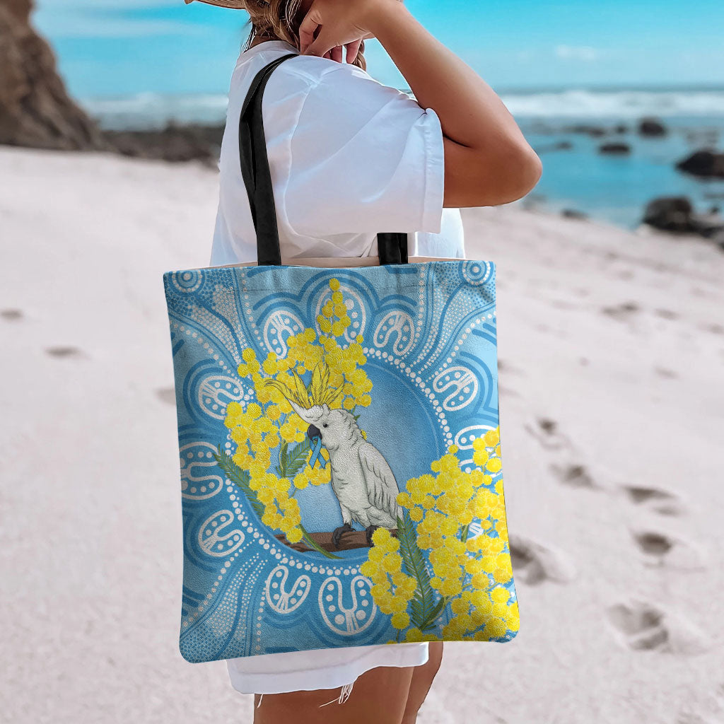 World Diabetes Day Australia Tote Bag Yellow-crested Cockatoo Golden Wattle Aboriginal