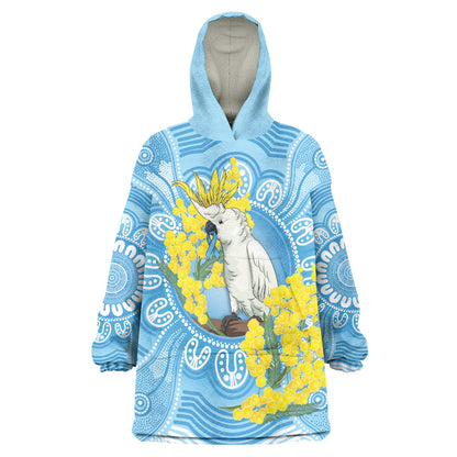 World Diabetes Day Australia Wearable Blanket Hoodie Yellow-crested Cockatoo Golden Wattle Aboriginal