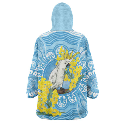 World Diabetes Day Australia Wearable Blanket Hoodie Yellow-crested Cockatoo Golden Wattle Aboriginal