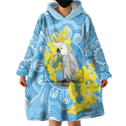 World Diabetes Day Australia Wearable Blanket Hoodie Yellow-crested Cockatoo Golden Wattle Aboriginal