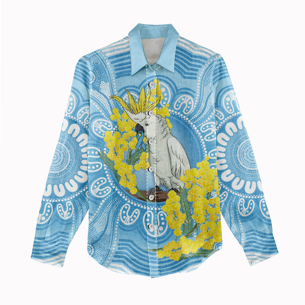 World Diabetes Day Australia Women Casual Shirt Yellow-crested Cockatoo Golden Wattle Aboriginal