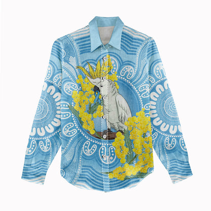 World Diabetes Day Australia Women Casual Shirt Yellow-crested Cockatoo Golden Wattle Aboriginal