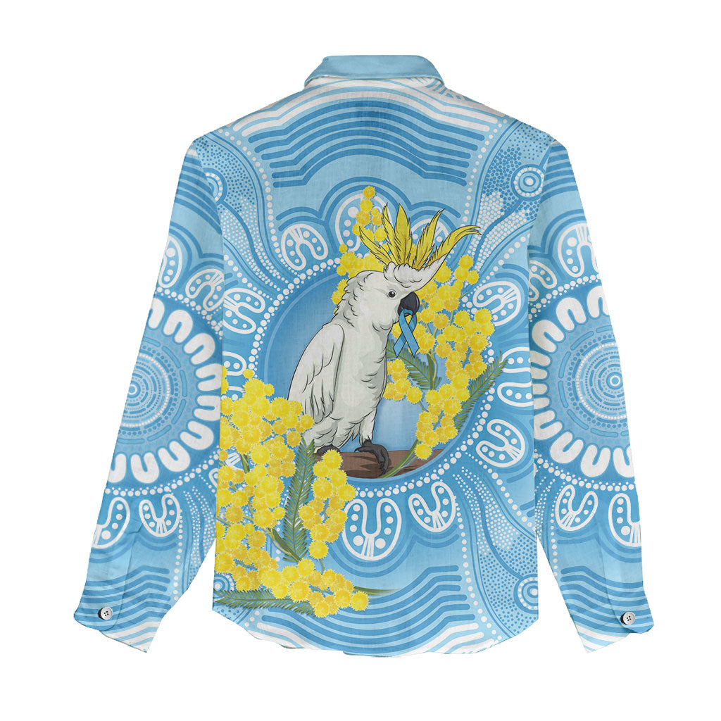 World Diabetes Day Australia Women Casual Shirt Yellow-crested Cockatoo Golden Wattle Aboriginal