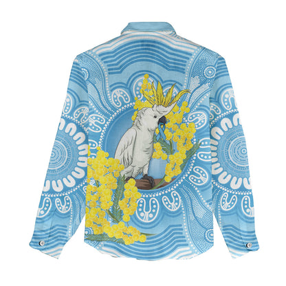 World Diabetes Day Australia Women Casual Shirt Yellow-crested Cockatoo Golden Wattle Aboriginal