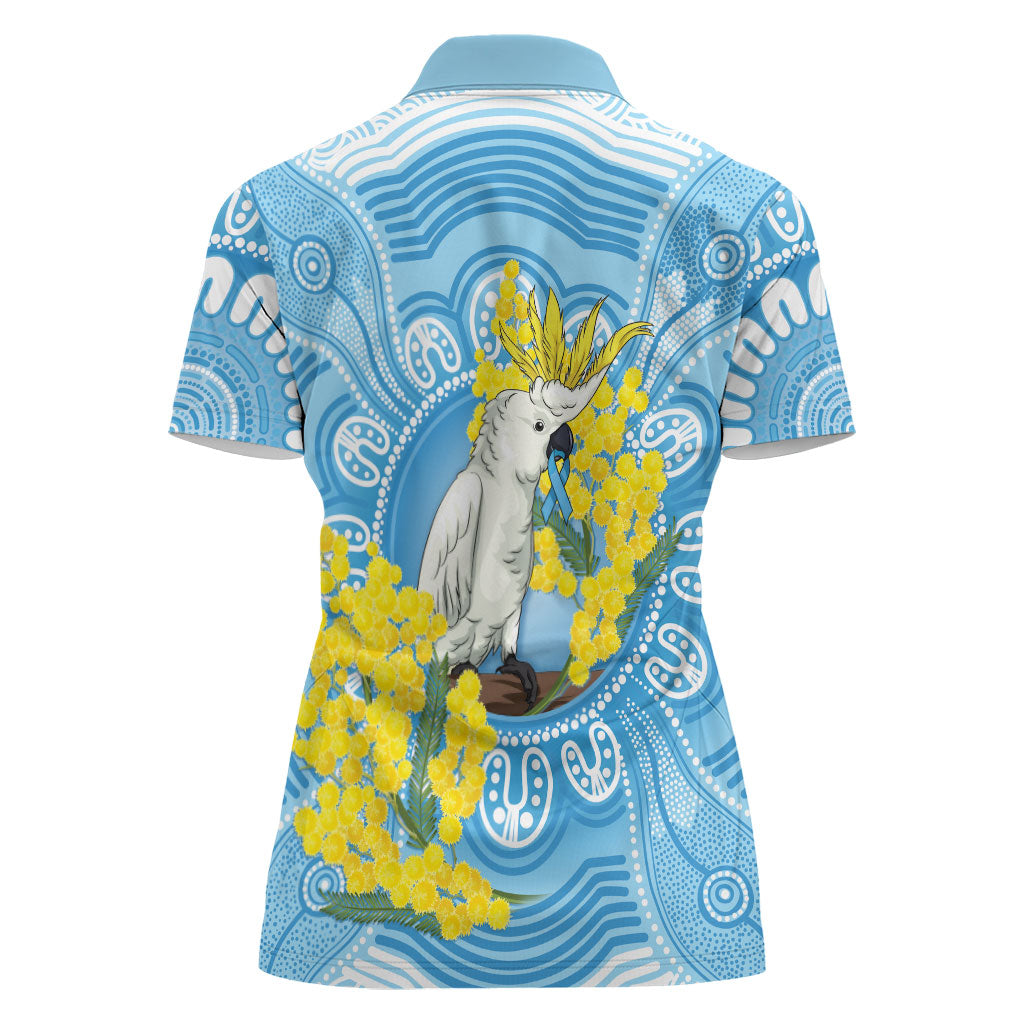 World Diabetes Day Australia Women Polo Shirt Yellow-crested Cockatoo Golden Wattle Aboriginal