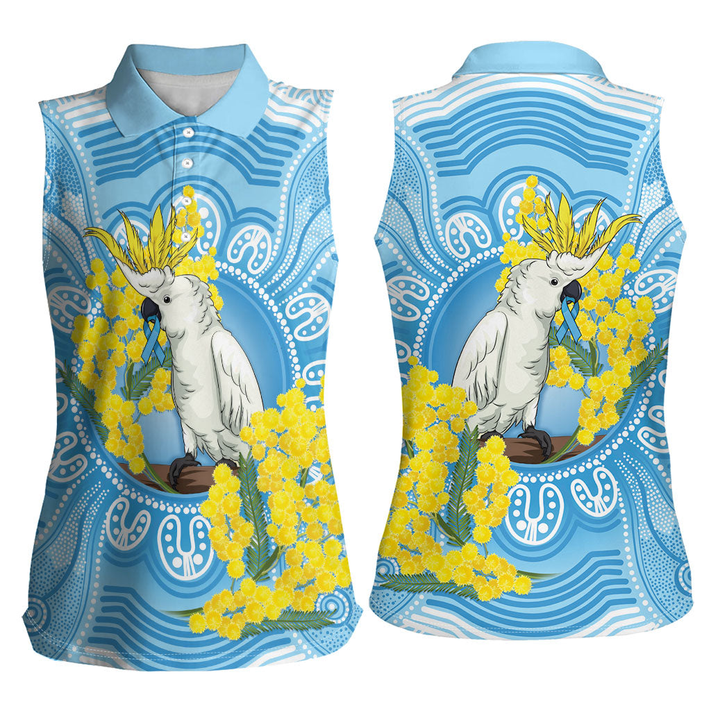 World Diabetes Day Australia Women Sleeveless Polo Shirt Yellow-crested Cockatoo Golden Wattle Aboriginal