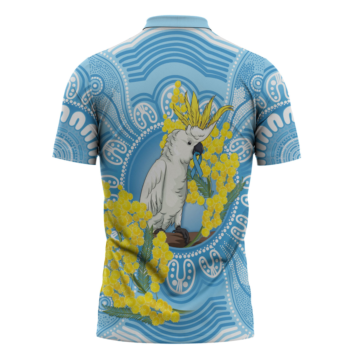 World Diabetes Day Australia Zipper Polo Shirt Yellow-crested Cockatoo Golden Wattle Aboriginal