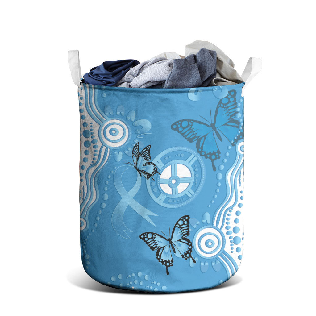 World Diabetes Day Australia Laundry Basket Blue Ribbon Butterfly Aboriginal Art
